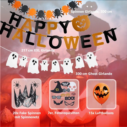 XXL Halloween Deko Dekoration Grusel Set mit über 30 Teilen für Haus, Tisch & Garten - Indoor & Outdoor