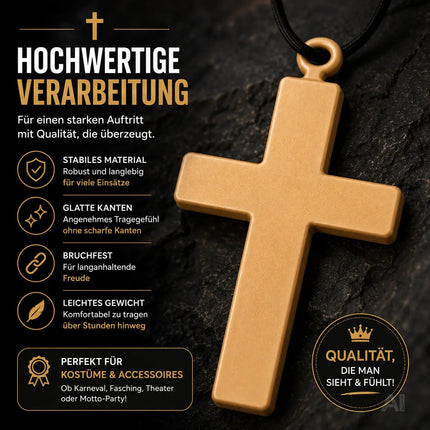 XXL Kreuz Kette Halskette Kreuzanhänger – Accessoires zum Kostüm für Fasching und Karneval – Detailansicht 3