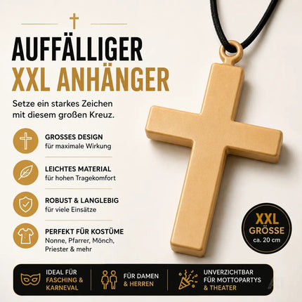 XXL Kreuz Kette Halskette Kreuzanhänger – Accessoires zum Kostüm für Fasching und Karneval – Detailansicht 4