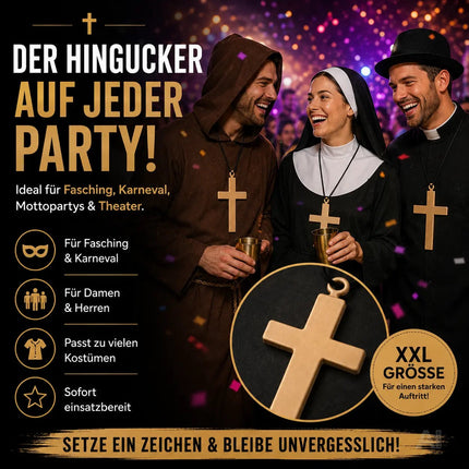 XXL Kreuz Kette Halskette Kreuzanhänger – Accessoires zum Kostüm für Fasching und Karneval – Detailansicht 5