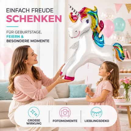 XXL Luftballon Einhorn Größe 110 x 85 cm Folienballon Einhornballon als Ballon Heliumballon Luftballons