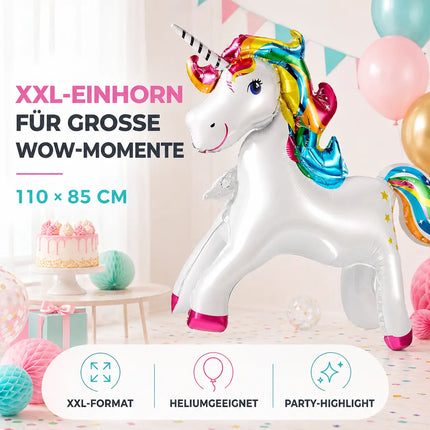 XXL Luftballon Einhorn Größe 110 x 85 cm Folienballon Einhornballon als Ballon Heliumballon Luftballons