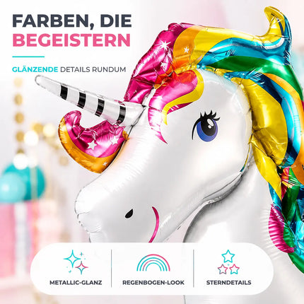 XXL Luftballon Einhorn Größe 110 x 85 cm Folienballon Einhornballon als Ballon Heliumballon Luftballons