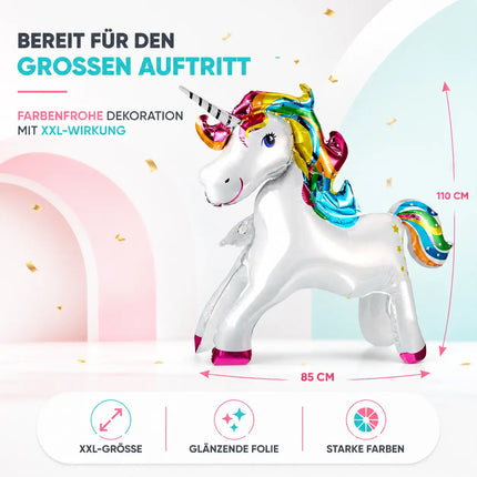 XXL Luftballon Einhorn Größe 110 x 85 cm Folienballon Einhornballon als Ballon Heliumballon Luftballons