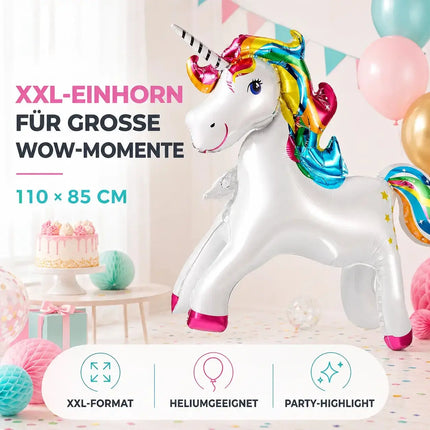XXL Luftballon Einhorn Größe 110 x 85 cm Folienballon Einhornballon als Ballon Heliumballon Luftballons