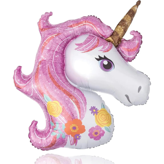 XXL Luftballon Einhorn Pink 110 x 85 cm - Helium Ballon für Kindergeburtstag, Unicorn Party & Dekoration