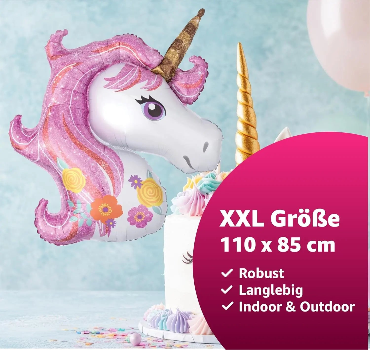 XXL Folienballon Storch – 100x43 Cm, Für Helium Oder Luft, Baby-Shower-Deko In Hellrosa