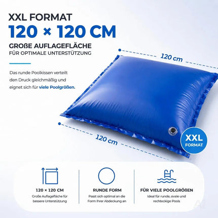 XXL Poolkissen 120 x 120 cm für Poolabdeckung – Rundes Luftkissen inkl. Seil – Winterkissen – Detailansicht 2
