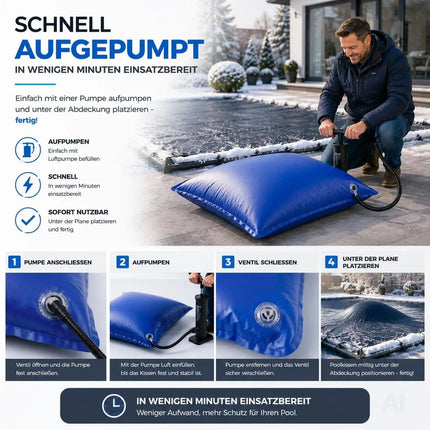 XXL Poolkissen 120 x 120 cm für Poolabdeckung – Rundes Luftkissen inkl. Seil – Winterkissen – Detailansicht 6