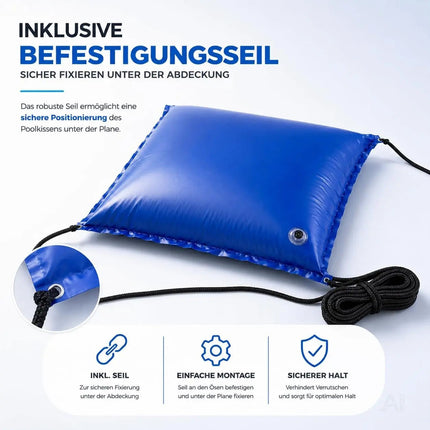 XXL Poolkissen 120 x 120 cm für Poolabdeckung – Rundes Luftkissen inkl. Seil – Winterkissen – Detailansicht 7