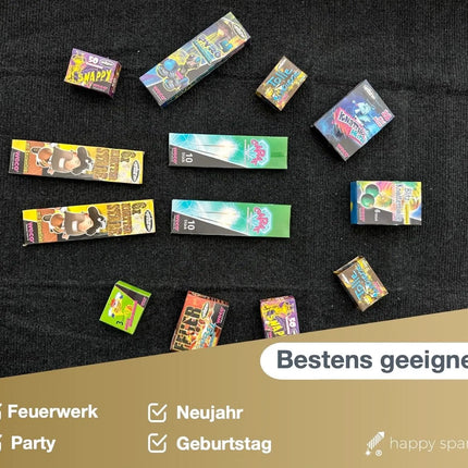 XXL Set 180 Teile Kuddelmudel - 3 in 1 Jugendfeuerwerk Tischfeuerwerk für Partys & Feuerwerk Silvester Kat. F1