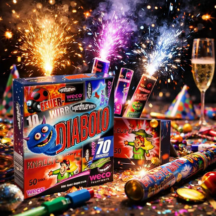 XXL-Set Diabolo - 70 Teile Jugendfeier Tischartikel für Partys & Feuerwerk Silvester Kat. F1