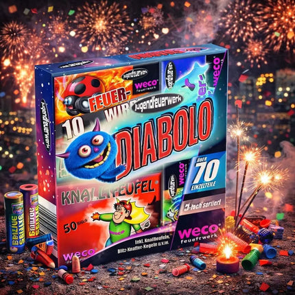 XXL-Set Diabolo - 70 Teile Jugendfeier Tischartikel für Partys & Feuerwerk Silvester Kat. F1
