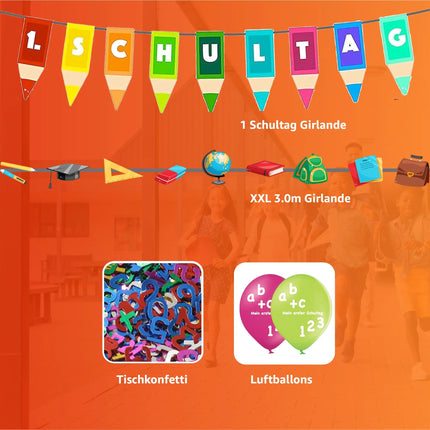 XXL Set Schulanfang Einschulung Dekoration Deko über 100 Teile - 1.Schultag, ABC Erster Schultag, Schuleinführunget
