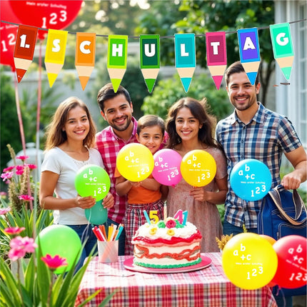 XXL Set Schulanfang Einschulung Dekoration Deko über 100 Teile - 1.Schultag, ABC Erster Schultag, Schuleinführunget