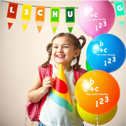 XXL Set Schulanfang Einschulung Dekoration Deko über 100 Teile - 1.Schultag, ABC Erster Schultag, Schuleinführunget