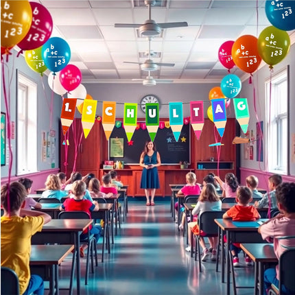 XXL Set Schulanfang Einschulung Dekoration Deko über 100 Teile - 1.Schultag, ABC Erster Schultag, Schuleinführunget