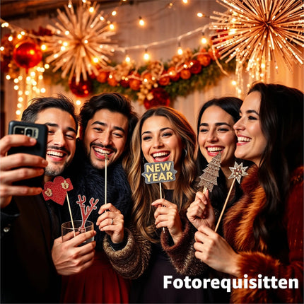 XXL Silvester Deko 2025 Set - WIEDERVERWENDBAR Happy New Year