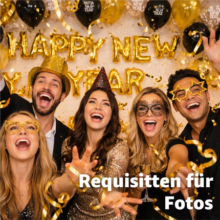 XXL Silvester Deko 2026 Set - WIEDERVERWENDBAR Happy New Year