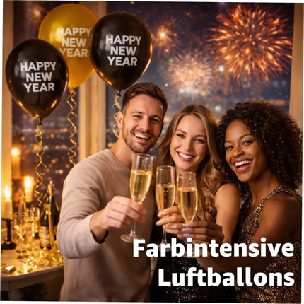 XXL Silvester Deko 2026 Set - WIEDERVERWENDBAR Happy New Year