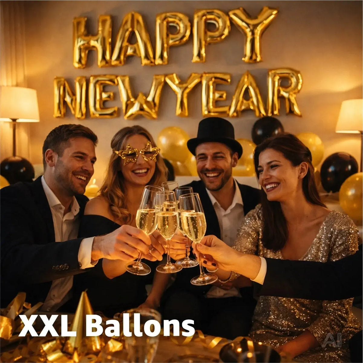 XXL Silvester Deko 2026 Set - WIEDERVERWENDBAR Happy New Year – Detailansicht 3