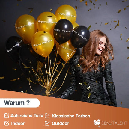 XXL Silvester Deko Set - mit Luftballons, Luftschlangen, Latexballons, Konfetti, Fotorequisiten als Dekoration zu Neujahr