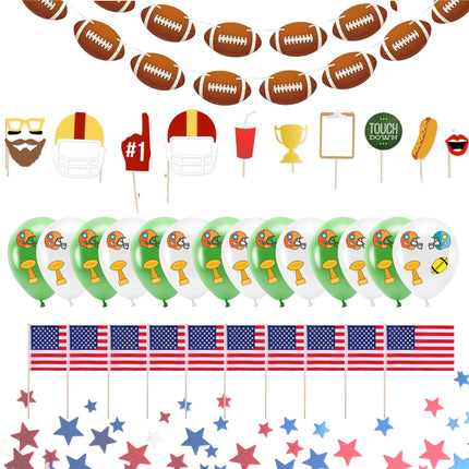 XXL Super Bowl Deko American Football NFL Dekoration Set über 100 Teile, Luftballons, Girlande, Konfetti UVM.