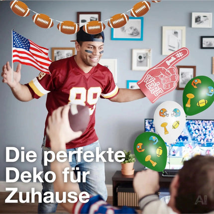 XXL Super Bowl Deko American Football NFL Dekoration Set über 100 Teile, Luftballons, Girlande, Konfetti UVM.