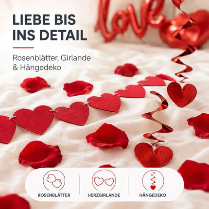 XXL Valentinstag Dekoration Deko Set - Heiratsantrag Hochzeit mit Herzluftballons, Girlande uvm – Detailansicht 7