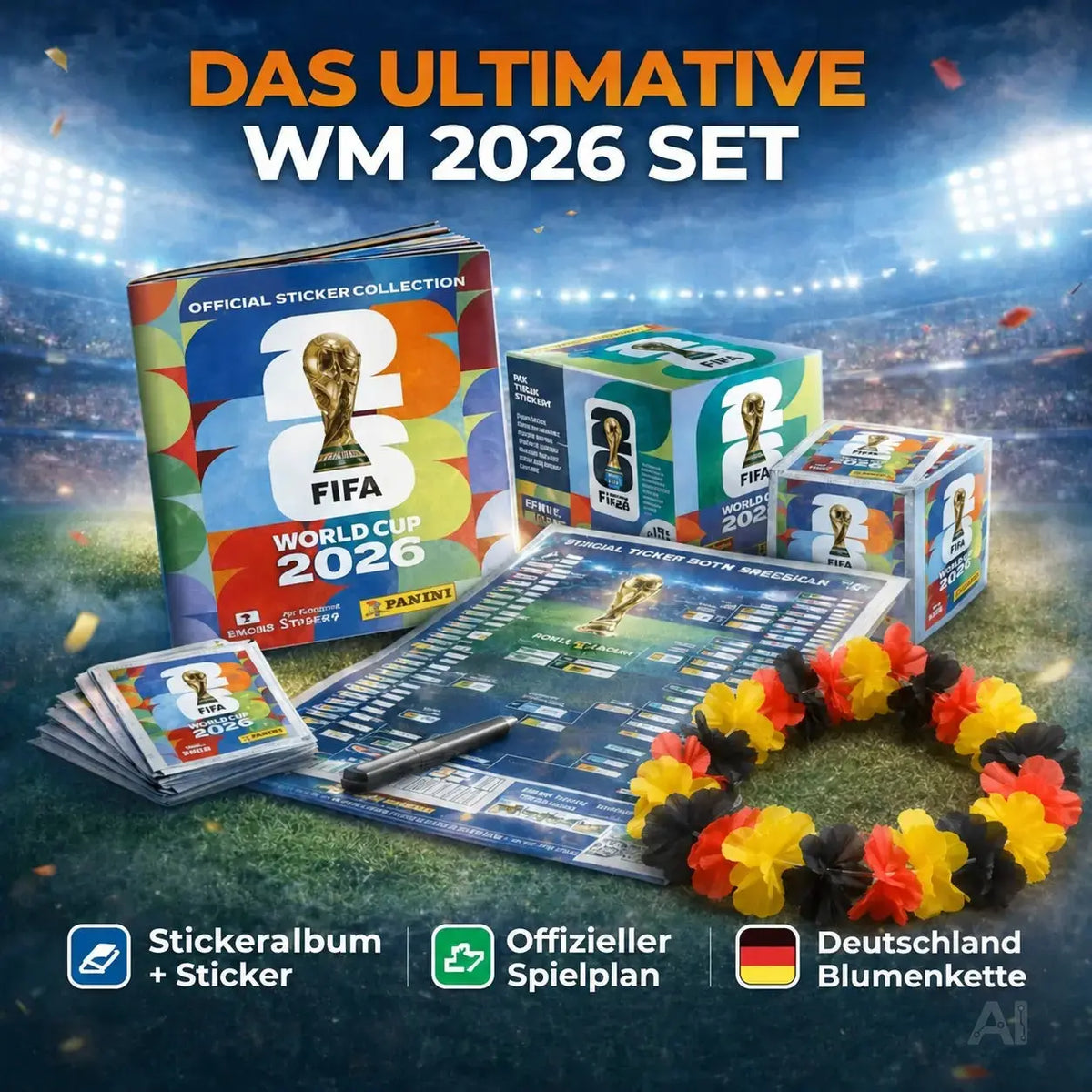 XXL WM 2026 Sammelset – inkl. Panini Stickeralbum, passenden Stickern, Spielplan und Deutschland – Detailansicht 2