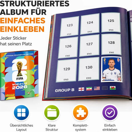 XXL WM 2026 Starterset – mit Panini Stickeralbum & WM 2026 Spielplan Weltmeisterschaft (Sammelalbum)
