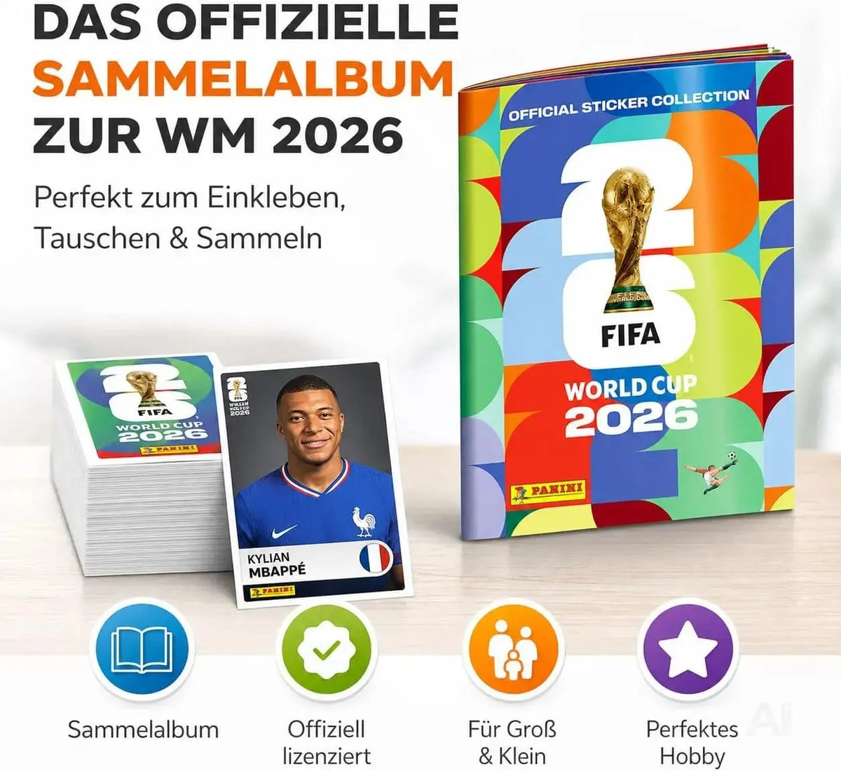 XXL WM 2026 Starterset – mit Panini Stickeralbum & WM 2026 Spielplan Weltmeisterschaft – Detailansicht 3