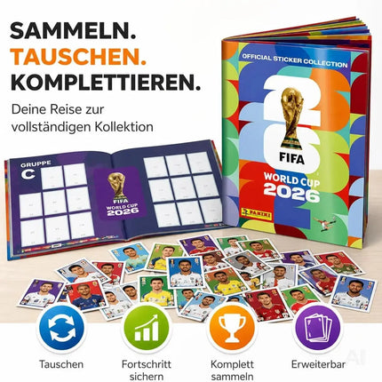 XXL WM 2026 Starterset – mit Panini Stickeralbum & WM 2026 Spielplan Weltmeisterschaft – Detailansicht 4
