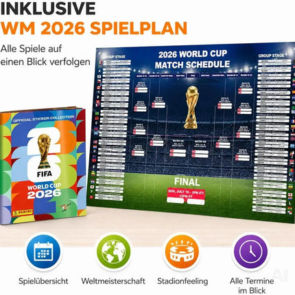 XXL WM 2026 Starterset – mit Panini Stickeralbum & WM 2026 Spielplan Weltmeisterschaft – Detailansicht 7