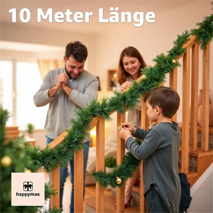 XXL Weihnachtsgirlande grün 10 Meter - künstliche Tannen-Girlande Ø 10 cm - Dekogirlande Weihnachten