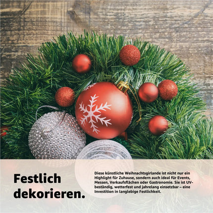 XXL Weihnachtsgirlande grün 10 Meter - künstliche Tannen-Girlande Ø 10 cm - Dekogirlande Weihnachten