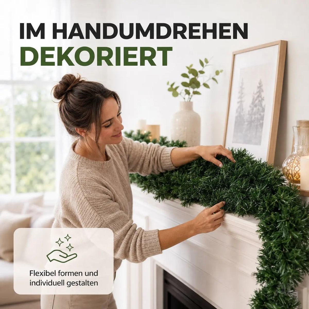 XXL Weihnachtsgirlande grün 10 Meter - künstliche Tannen-Girlande Ø 10 cm - Dekogirlande – Detailansicht 3