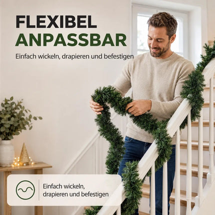 XXL Weihnachtsgirlande grün 10 Meter - künstliche Tannen-Girlande Ø 10 cm - Dekogirlande Weihnachten
