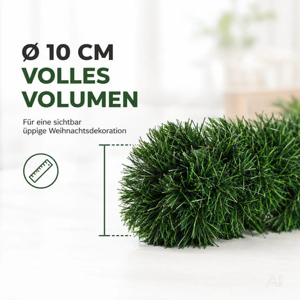 XXL Weihnachtsgirlande grün 10 Meter - künstliche Tannen-Girlande Ø 10 cm - Dekogirlande Weihnachten