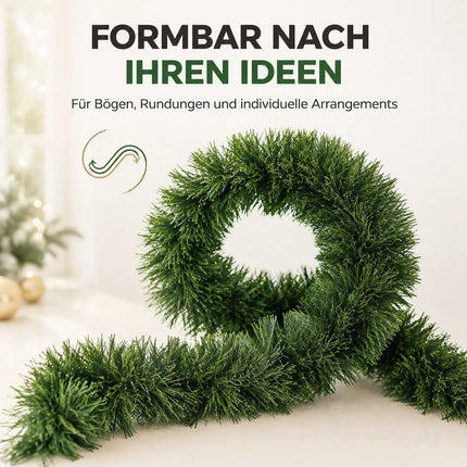 XXL Weihnachtsgirlande grün 10 Meter - künstliche Tannen-Girlande Ø 10 cm - Dekogirlande Weihnachten