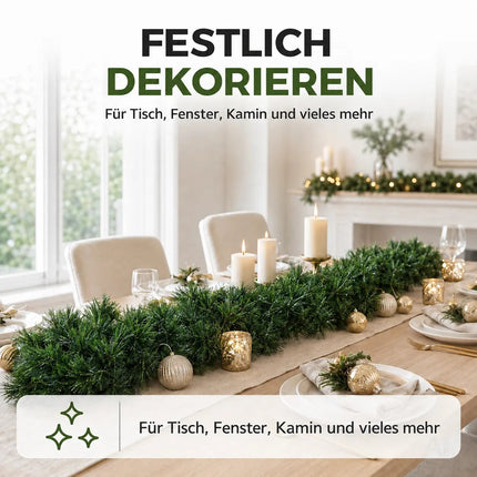 XXL Weihnachtsgirlande grün 10 Meter - künstliche Tannen-Girlande Ø 10 cm - Dekogirlande Weihnachten