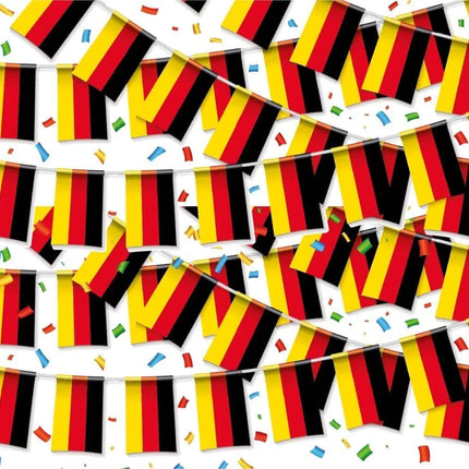 XXL Wimpelkette 10 Meter Deutschland Girlande schwarz, rot, gelb (Gold) als Deko Dekoration, Fanartikel, Partydekoration zur Fußball Europameisterschaft EM 2024 (10 Meter)