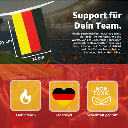 XXL Wimpelkette 10 Meter Deutschland Girlande schwarz, rot, gelb (Gold) als Deko Dekoration, Fanartikel, Partydekoration zur Fußball Europameisterschaft EM 2024 (10 Meter)