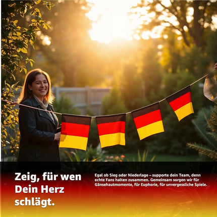 XXL Wimpelkette 10 Meter Deutschland Girlande schwarz, rot, gelb (Gold) als Deko Dekoration, Fanartikel, Partydekoration zur Fußball Europameisterschaft EM 2024 (10 Meter)