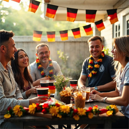 XXL Wimpelkette 10 Meter Deutschland Girlande schwarz, rot, gelb (Gold) als Deko Dekoration, Fanartikel, Partydekoration zur Fußball Europameisterschaft EM 2024 (10 Meter)