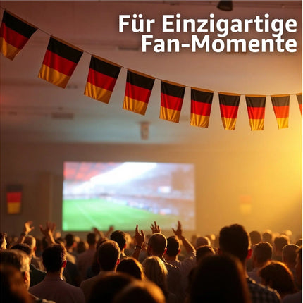 XXL Wimpelkette 10 Meter Deutschland Girlande schwarz, rot, gelb (Gold) als Deko Dekoration, Fanartikel, Partydekoration zur Fußball Europameisterschaft EM 2024 (10 Meter)