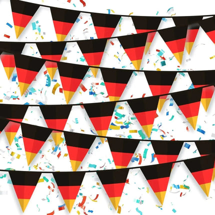 XXL Wimpelkette 40 Meter Deutschland Girlande schwarz, rot, gelb (Gold) als Deko Dekoration, Fanartikel, Partydekoration zur Fußball Europameisterschaft EM 2024 (40 Meter)