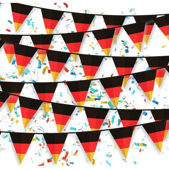 XXL Wimpelkette 40 Meter Deutschland Girlande schwarz, rot, gelb (Gold) als Deko Dekoration, Fanartikel, Partydekoration zur Fußball Europameisterschaft EM 2024 (40 Meter)