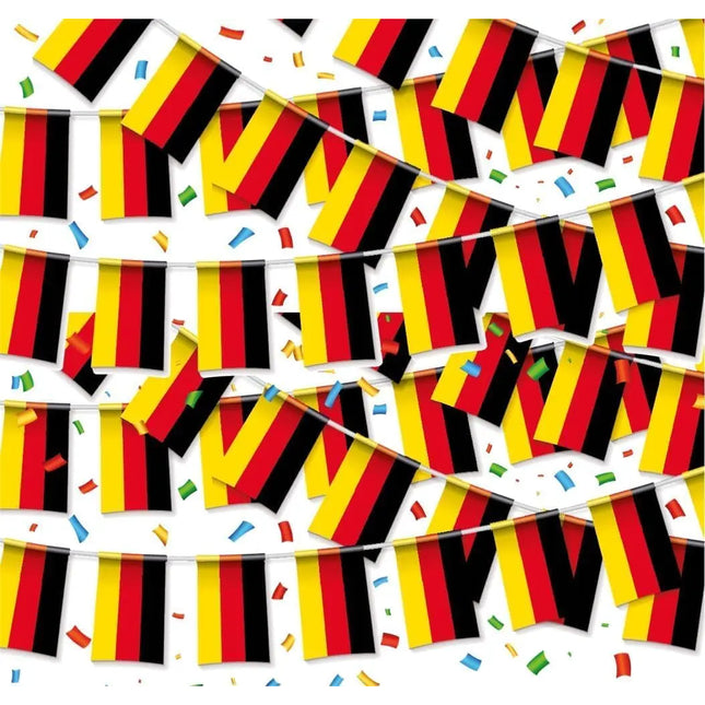 XXL Wimpelkette Deutschland Girlande schwarz, rot, gelb (Gold) als Deko Dekoration, Fanartikel, Partydekoration zur Fußball Europameisterschaft EM 2024 (3 Meter)