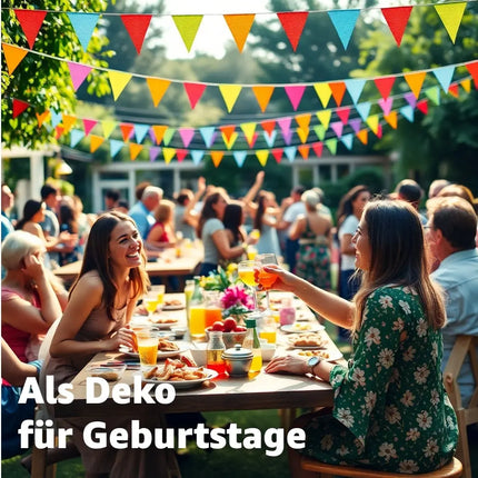XXL Wimpelkette Stoff 100 Meter bunt Girlande Banner Fahne - Indoor & Outdoor Draußen als Deko Dekoration